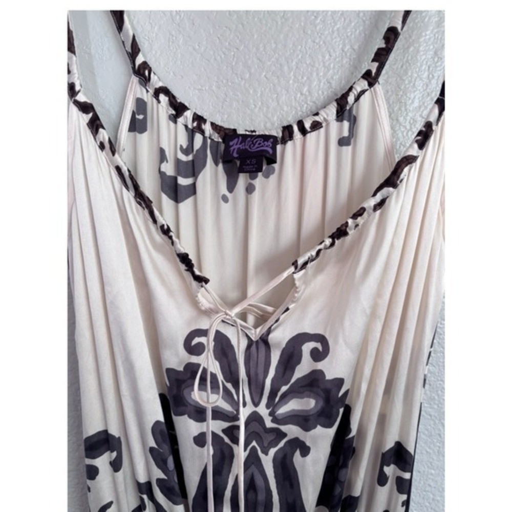 Luxury Boho Silk Damask Geometric Tiered Resort Maxi Dress Hale Bob NWT XS - Picture 6 of 10